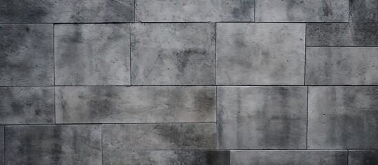 Poster - A close up of a rectangular grey brick wall with parallel lines, creating a symmetrical pattern. The composite material gives off various tints and shades, resembling wood flooring