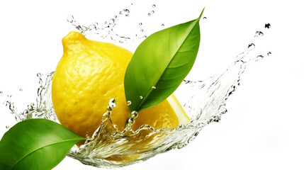 Wall Mural - Fresh lemon fruits concept with splash