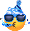 Happy Birthday Glasses Party Hat Blue Blower Emoticon Icon