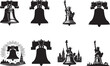 Liberty Bell Silhouettes Liberty Bell EPS Vector Liberty Clipart	
