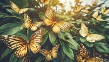 Beautiful Fantasy Vintage Wallpaper Botanical Flower Gold Loeaf Bunch Vintage Motif For Floral Print Digital Butterflies Background