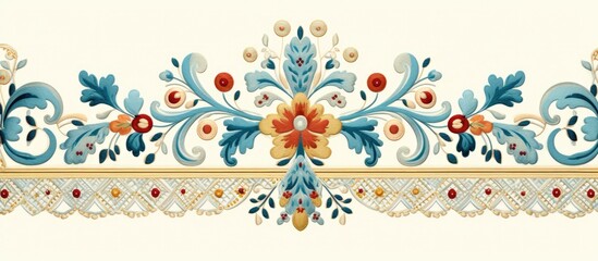 Wall Mural -  Vintage Pattern with Ornate Embroidery for Home Decor