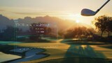 Fototapeta Uliczki - Tech Enhanced Golf Mastery Sunrise on the Green
