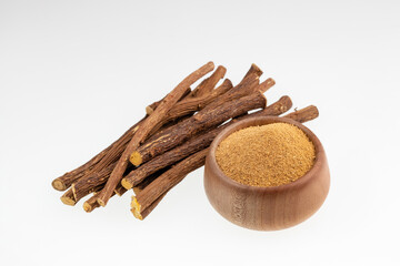 Poster - Organic dried licorice sticks with powder - Glycyrrhiza glabra