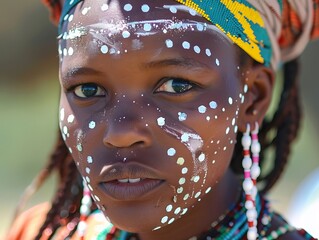 Wall Mural - Heritage day south Africa. Portrait of an African girl. Culture identity and history. Celebrate honor to ancestors.