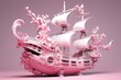 © umar - Pink Model Ship Adorned With Pink Flowers