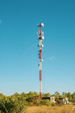 Fototapeta Sawanna - Radio Tower Standing Tall Againt Blue Sky