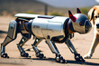 a moving robot dog and a real dog