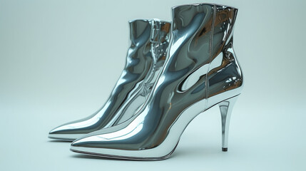 Metallic High-Heeled Ankle Boots For Modern Fashion Statements