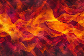 Wall Mural - a fiery abstract background of interlocking polygons in shades of red, orange, and yellow, simulatin