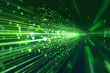 Wall Mural - data digital connection speed line in bright green on an abstract technology background
