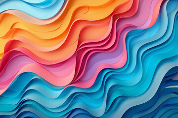 Wall Mural - papercut texture gradient banner with layered design and abstract waves