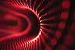 Spiral sound wave rhythm in dynamic dot cycle abstract background with vibrant red