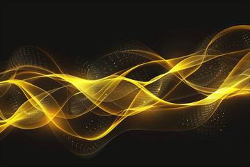 Wall Mural - spiral sound wave rhythm in dynamic abstract vector background with bright yellow lines
