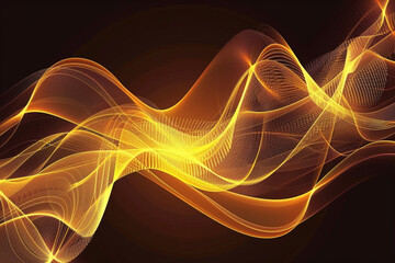 Wall Mural - Spiral sound wave rhythm in dynamic abstract vector background with bright yellow lines