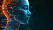 Abstract Artificial Intelligence Face - Futuristic Digital Human Profile