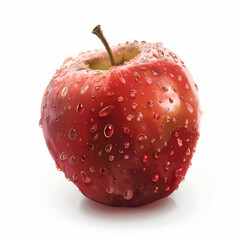 Wall Mural - red apple with water drops isolated on white background