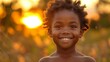 In a close-up portrait, a blissful child's expression mirrors the warmth of the setting sun, epitomizing the serenity found in mental health.
