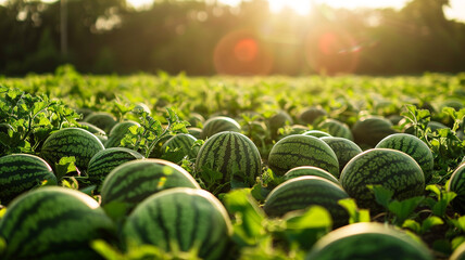 watermelon patch in a summer day