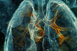 Creative and highly detailed MRI scan image of a lung showcasing a distinct mass of smoker affected. 