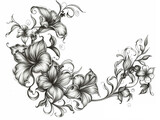 Fototapeta Przestrzenne - Elegant floral vine tattoo line art.