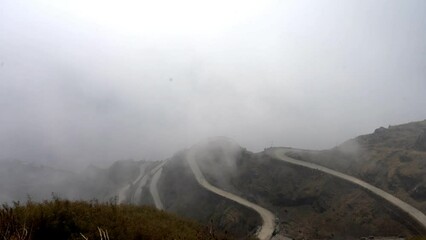 Wall Mural - Famous Tourist Destination Silk Route of East Sikkim in Foggy Weather