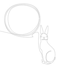 Poster - One continuous line of speech bubble with Easter Bunny. Thin Line Illustration vector concept. Contour Drawing Creative ideas.