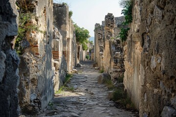 Wall Mural - step into the past as you wander through the ruins of an ancient city, where crumbling buildings sta