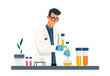 © santima - Scientist holding laboratory glass tubes illustration