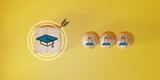 Fototapeta  - student icons on wooden blocks. Education concept for success.
