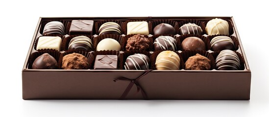 Poster - A box of assorted chocolates on a white background