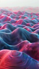 Poster - Abstract Digital Waves in Neon Colors A vibrant abstract digital landscape, with waves of neon blue and pink, creating a mesmerizing pattern reminiscent of a futuristic topography.

