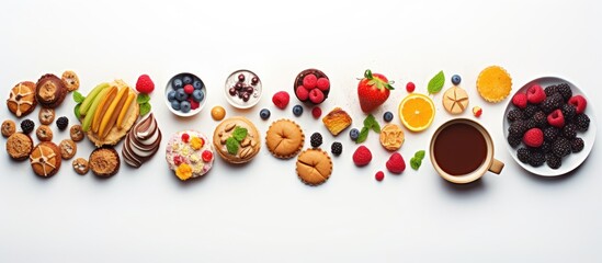 Wall Mural - Assorted fruits and nuts on wooden surface