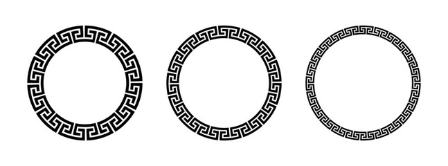 Wall Mural - greek circle frame, decorative border, vintage ornaments with seamless pattern vector illustration