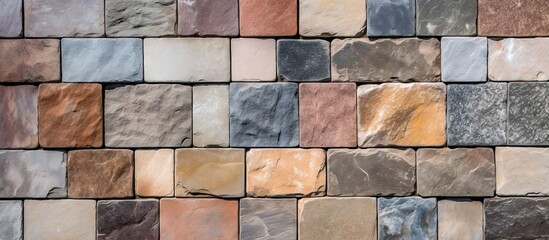 Poster - stone block wall in various colors