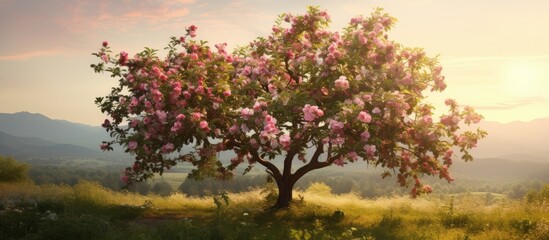 Poster - majestic oak tree stands tall in the serene countryside landscape