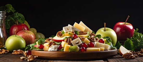 Canvas Print - Bowl of various fruits, mixed nuts, and red apples