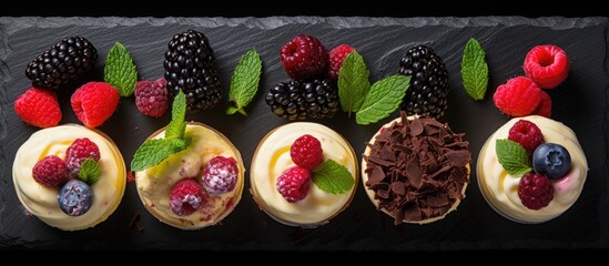 Wall Mural - Assorted pastries on a slate platter