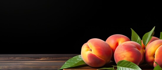 Canvas Print - Ripe peaches on wooden table