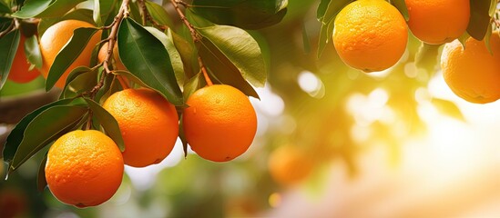 Wall Mural - Bountiful Orange Tree Laden with Fresh Ripe Oranges Ready for Harvesting