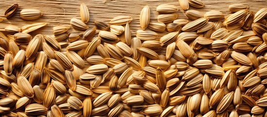 Wall Mural - A heap of sunflower seeds on white surface