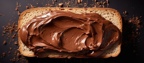 Canvas Print - A slice of bread covered with chocolate spread