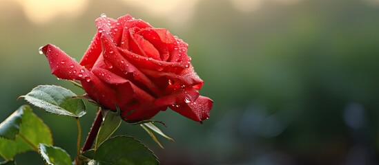 Poster - Red rose with water droplets