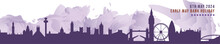 Early May Bank Holiday In Uk, England Banner With Cities Skyline, Panorama. Flat Vector Celebration Graphic, Layout For Footer, Steamer, Header