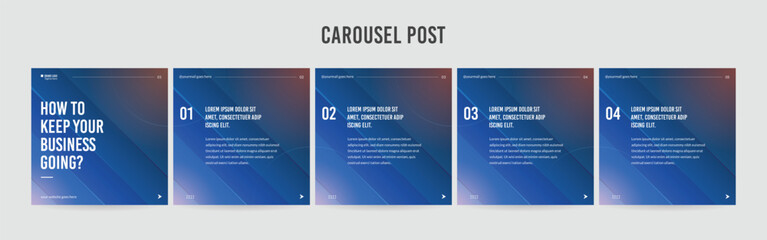 Wall Mural - microblog carousel post design template, set of social media post layout, editable instagram & linke