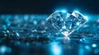 Glowing diamond symbol isolated on blue background. Luxury.