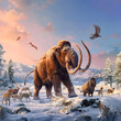 Frozen in Time: An Artistic Rendition of Ice Age Era Animals in their Natural Habitat