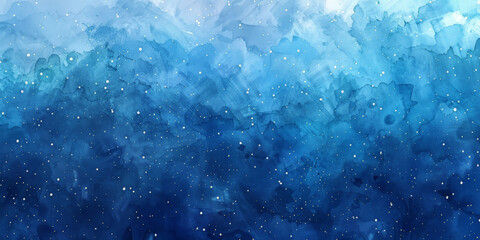 Wall Mural -  blue gradient watercolor Starry sky background, dark blue Watercolor  galaxy background with stars and nebulae, Blue watercolor space ,banner