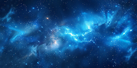 Wall Mural - dark blue Watercolor  galaxy background with stars and nebulae, Blue watercolor space ,banner