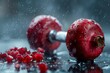 Dumbbells filled with grains of pomegranate weighing the strength of perseverance , 8K